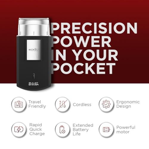 Ikonic Professional Electric Shaver, Ultra Thin, Cordless, Rechargeable Men's Travel Razor for Face Care, Beard for Salon Professionals, Barbers and Salon-Like Shave at Home - Black - Image 3