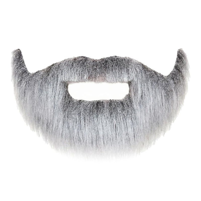 Mustaches Fake Beard, Self Adhesive, Novelty, Small, Short Boxed False Facial Hair, Costume Accessory for Adults, Gray with White Color