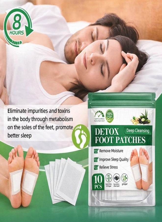 VINATOSLA Detox Foot Patches, Pain Free Foot Pads for Stress Relief Sleep, Remove Toxins Cleansing Detox Foot Patches Kit for Release Body,Natural ingredients Ginger Adhesive Foot And Body(1 BOXES = 10 Patches) - Image 2