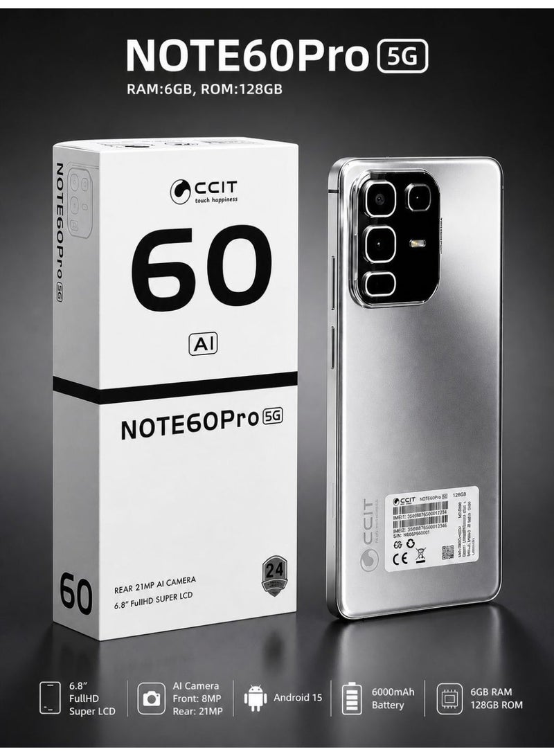 سي سي اي تي جوال CCIT NOTE60 Pro 5G (128 جيجابايت + 6 جيجابايت RAM) – شاشة 6.8 بوصة FHD+ وبطارية 6000mAh وكاميرا AI - Image 3