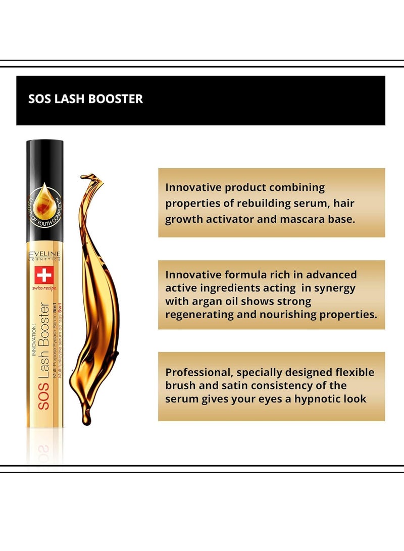 إيفلين كوزماتيكس ايفلين كوزمتكس SOS سيروم معزز للرموش | تركيبة زيت الأرغان 5 في 1 لرموش أطول وأقوى - Image 3
