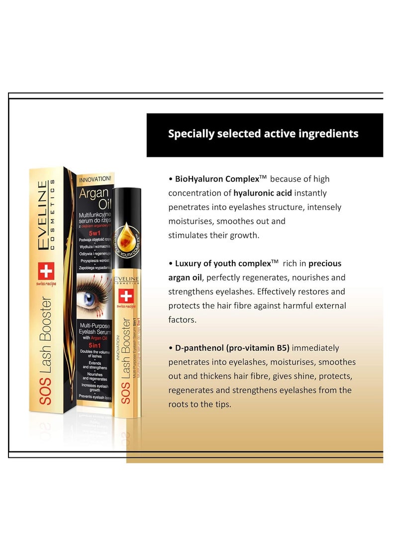 إيفلين كوزماتيكس ايفلين كوزمتكس SOS سيروم معزز للرموش | تركيبة زيت الأرغان 5 في 1 لرموش أطول وأقوى - Image 5