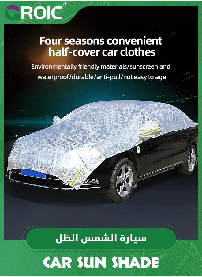 GROIC - Half Car Cover,All Weather Car Body Covers for All Season Waterproof Dustproof UV Resistant Snowproof,Protects Your Windshield and Roof,Outdoor car Cover - Image 1
