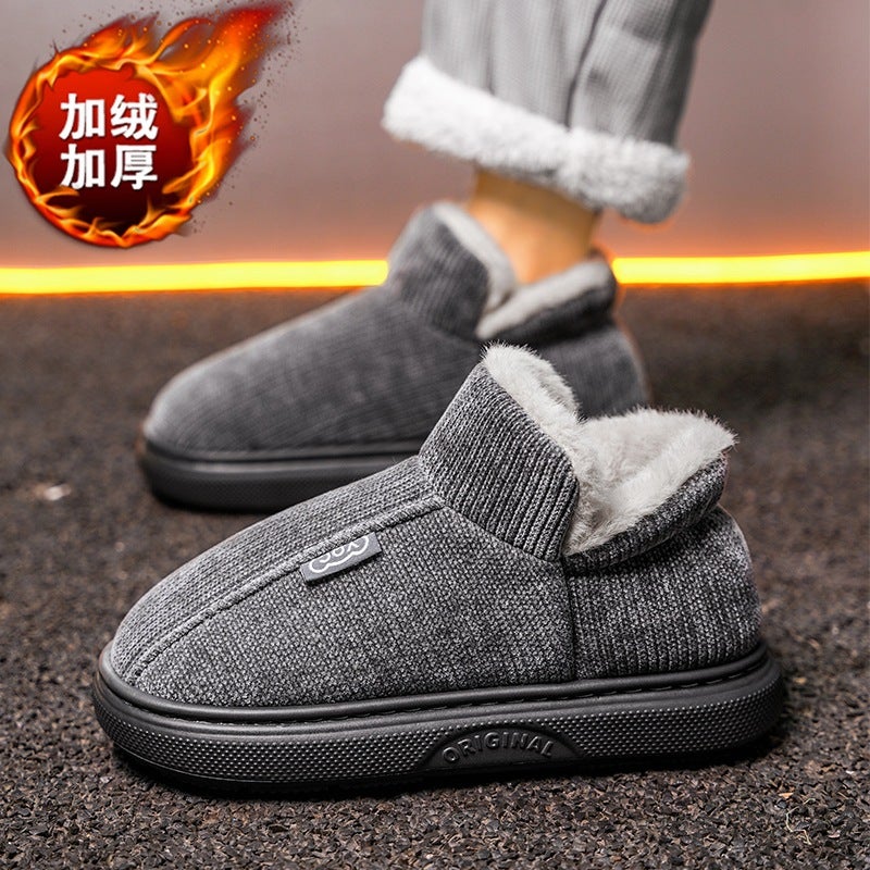 Men'S Winter Outdoor Non-Slip And Cold-Proof Slip-On Cotton Slippers With Velvet To Heattech Northeastern Cotton Shoes - Image 1