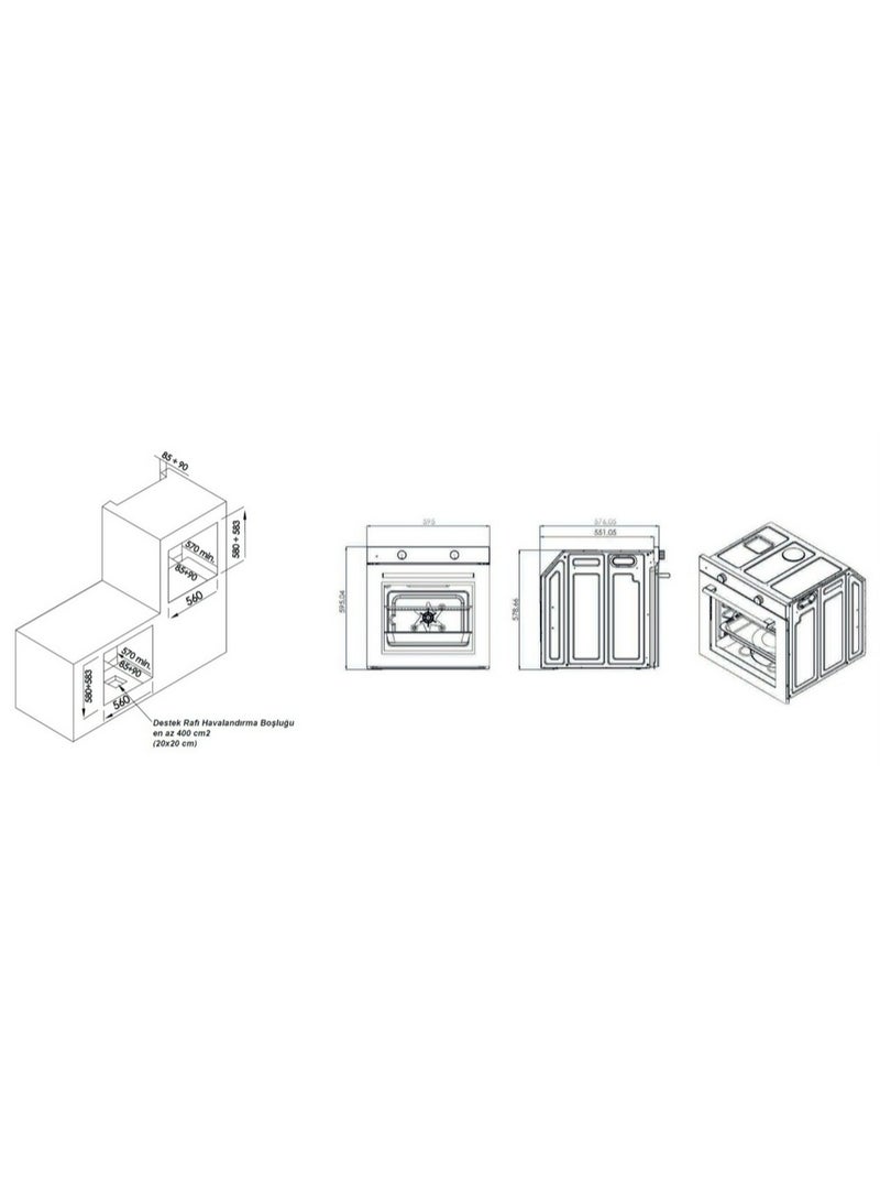 كومتيل فرن بلت ان كهرباء كوميتل 60 سم 8 وظائف اسود (تركي) - Image 2