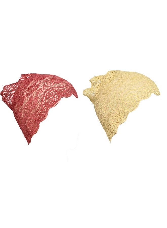 Girls and Womens Hijab Headband, Under Hijab Scarf Naqab Head Scarf (2 pcs) (Light Maroon and Cream) - Image 1