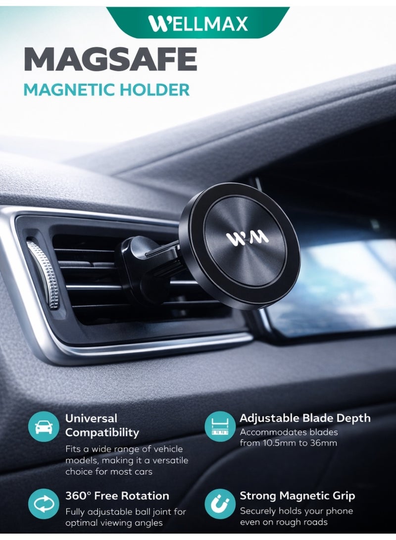 WELLMAX WM MagSafe Magnetic Car Phone Holder Strong Grip Dashboard Mount 360 Rotation iPhone Holder Compatible with iPhone 15 14 13 12 Hands Free WMAX HOLDER50 - Image 4