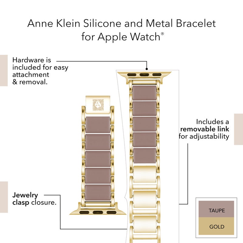 Anne Klein Silicone Fashion Bracelet for Apple Watch, Secure, Adjustable, Apple Watch Replacement Band, Fits Most Wrists - Image 3