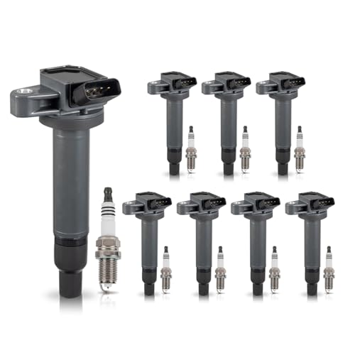 ENA مجموعة من 8 لفائف إشعال UF230 و4504 شمعات إشعال متوافقة مع تويوتا تندرا سيكويا لاند كروزر 4رانر، لكزس GS430 GX470 LS430 LX470 SC430 2000 2001 2002 2003 2004 2005 2006 2007 2008 2009 - Image 1
