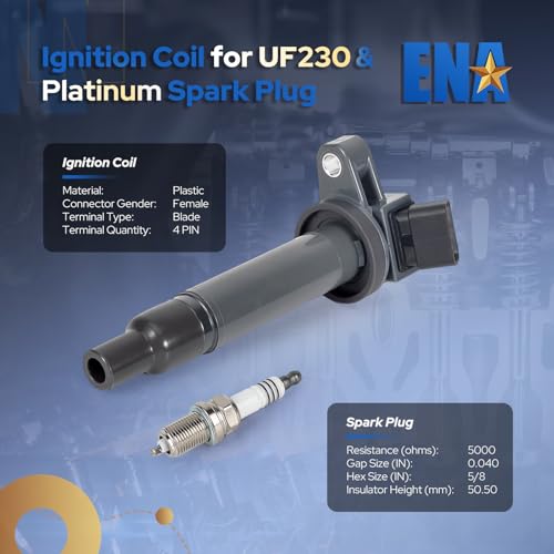 ENA مجموعة من 8 لفائف إشعال UF230 و4504 شمعات إشعال متوافقة مع تويوتا تندرا سيكويا لاند كروزر 4رانر، لكزس GS430 GX470 LS430 LX470 SC430 2000 2001 2002 2003 2004 2005 2006 2007 2008 2009 - Image 2