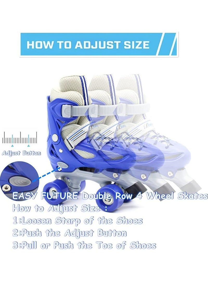 Generic Roller Skates Shoes with double rows 4 Wheels Adjustable Shoe Size AREA for Boys and Girls Comfort Fit Double Roller Skates with Safety Brakes  - Image 3
