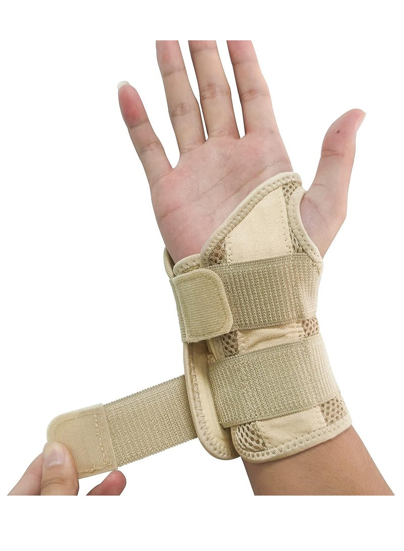 أوزيغالور دعامة النفق الرسغي لليد اليمنى/اليسرى، للاستخدام الليلي، مع كم ضاغط وأشرطة قابلة للتعديل، بيج (عبوة واحدة) - Image 3