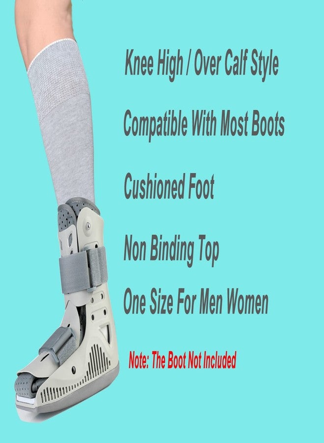LORVVDE Cam Walker Walking Boot Socks Replacement Sock Liner for Orthopedic Boots Brace, Tube Sox for Air Cam Walkers and Fracture Cast Cover Grey 2 Pairs - Image 2