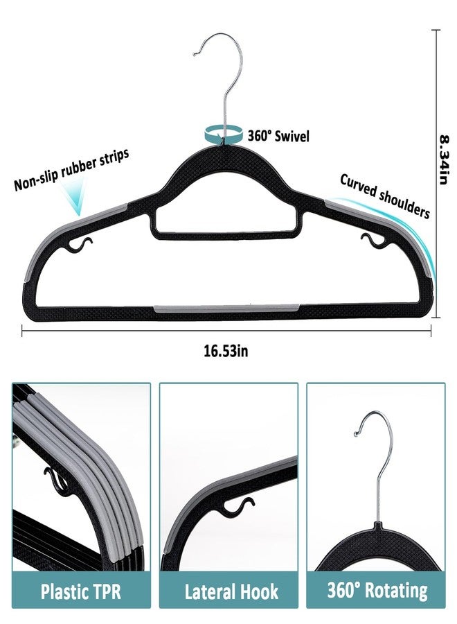 LMTrystFit Heavy Duty Plastic Hangers 30 Pack, Non-Slip, Space-Saving Clothes Hangers - Slim Shirt Sweater Hangers for Closet, 0.2'' Slim 16.5'' Wide 360° Swivel Hook, Light and Dark Gray - Image 2