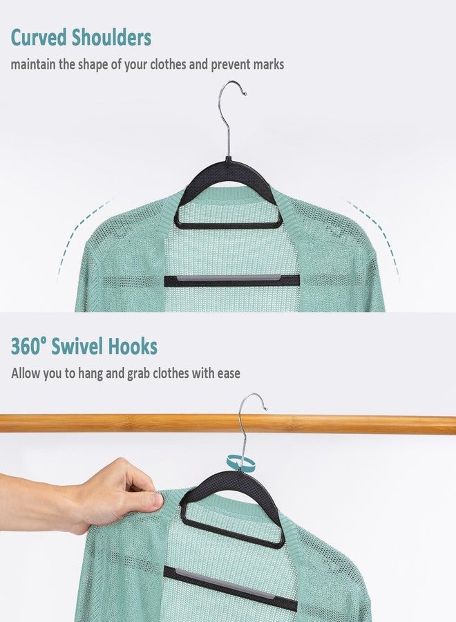 LMTrystFit Heavy Duty Plastic Hangers 30 Pack, Non-Slip, Space-Saving Clothes Hangers - Slim Shirt Sweater Hangers for Closet, 0.2'' Slim 16.5'' Wide 360° Swivel Hook, Light and Dark Gray - Image 4