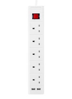 LAWAZIM Heavy duty 5 Way Extension Cable with on/off buttons & 2 USB Port | 5 Meters  - Image 2