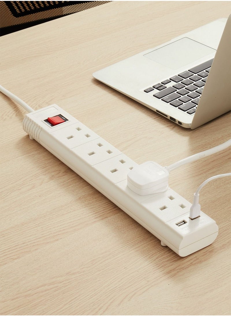 LAWAZIM - Heavy duty 5 Way Extension Cable with on/off buttons & 2 USB Port | 5 Meters - Image 1