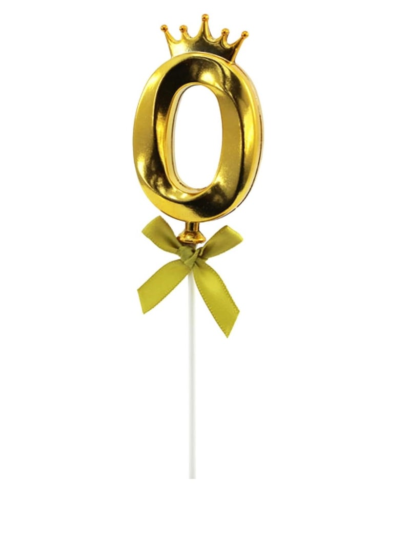 PARTY FUN PARTY FUN Plastic Golden Cake Toppers Numbers Ideal for Birthdays Anniversaries and Special Events Number 0  - Image 1