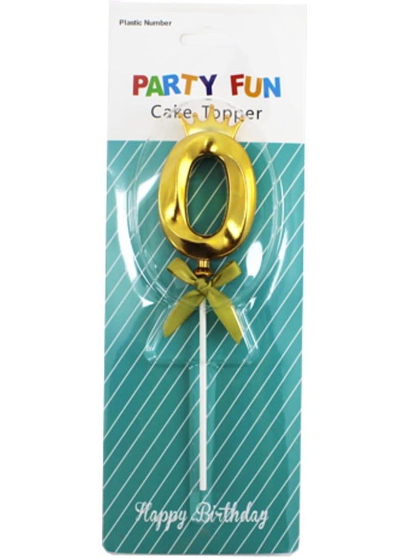 PARTY FUN PARTY FUN Plastic Golden Cake Toppers Numbers Ideal for Birthdays Anniversaries and Special Events Number 0  - Image 3