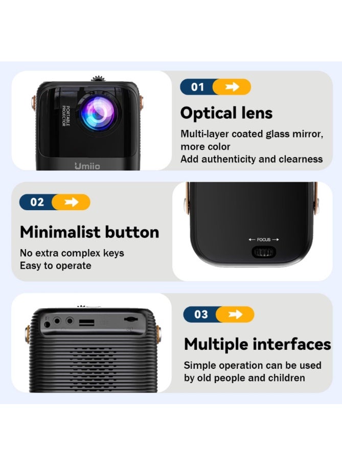 Umiio A008 Intelligent Screen Projector 5G WiFi & Bluetooth, 1080P HD - Image 2
