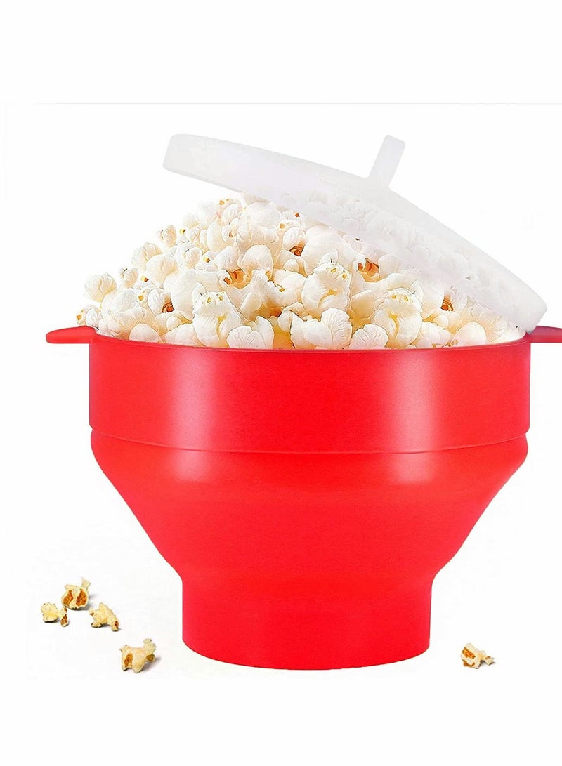 Y&D Silicone Microwave Popcorn Bowl Popper with Lid for Home Makers Handles Collapsible  - Image 1