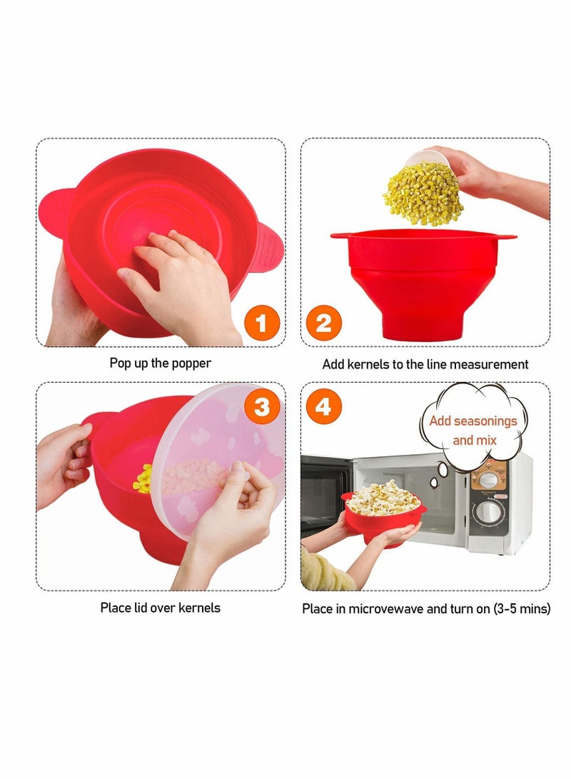 Y&D Silicone Microwave Popcorn Bowl Popper with Lid for Home Makers Handles Collapsible  - Image 3