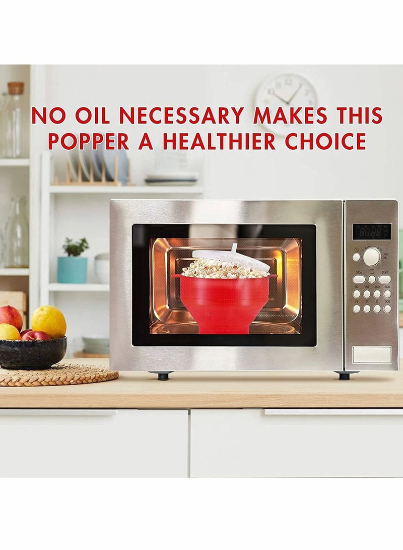 Y&D Silicone Microwave Popcorn Bowl Popper with Lid for Home Makers Handles Collapsible  - Image 4