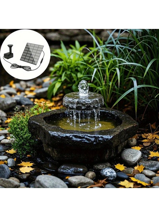 Solar Powered Bird Bath Fountain Pump USB Rechargeable 1 Set Outdoor Decor - Image 2
