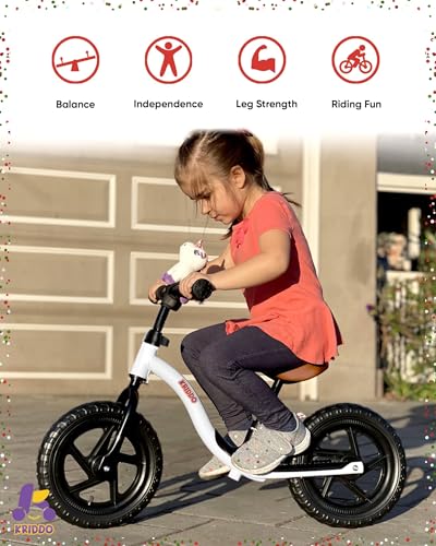 KRIDDO Toddler Balance Bike 2 Year Old Age 24 Months to 5 Years Old Early Learning Interactive Push Bicycle with Steady Balancing Gift Bike for 25 Boys Girls White - Image 5