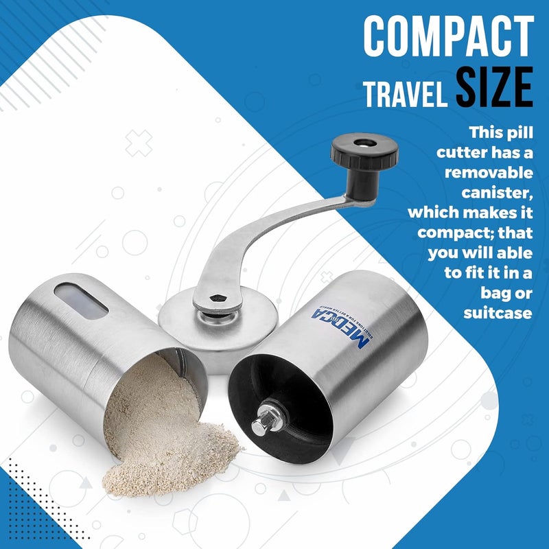 MEDca Best Pill Grinder Top Choice Pro Pill Mill Crusher and Cutter That Grinds Your Pills and Tablets to Help Make Taking Medication and Supplements Easier Manual Stainless Steel Design - Image 3