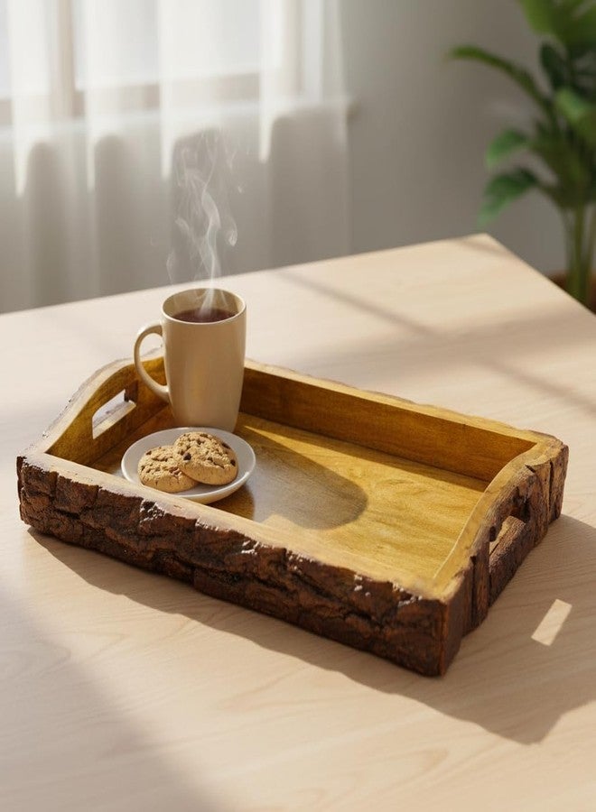 Natriel Handmade Wooden Tray | Serving Tray | Decorative Serveware for Home | Natural Handicraft Design Luxury and Premium Wooden Decorative Trays (Design-05) - Image 1