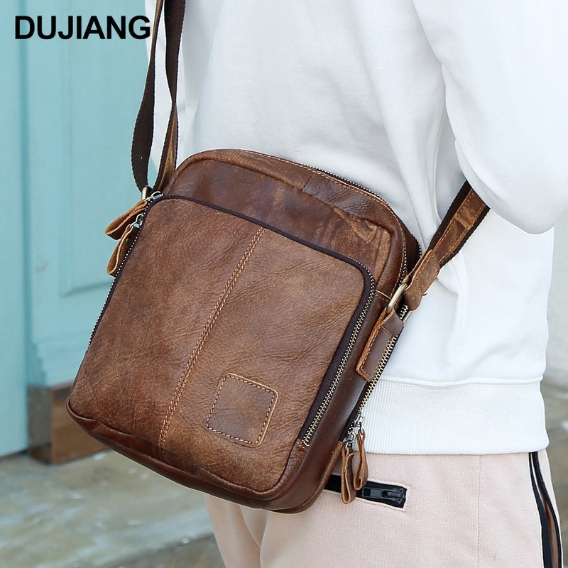 Casual Retro Genuine Leather Men'S Bag, Men'S Shoulder Bag, Crossbody Bag, First-Layer Cowhide Men'S Bag, Suede Leather Bag, Sale - Image 4