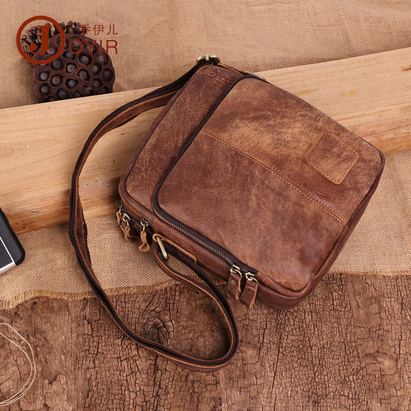 Casual Retro Genuine Leather Men'S Bag, Men'S Shoulder Bag, Crossbody Bag, First-Layer Cowhide Men'S Bag, Suede Leather Bag, Sale - Image 3