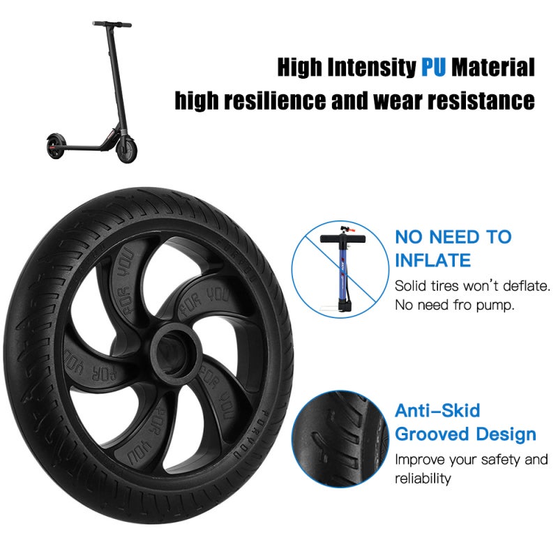 Solid Tire: High Intensity PU Material, Wear Resistant, Puncture-Proof Replacement Tire - Anti-Slip Grooved Surface, Easy Install Wheel Accessory for Road Replacement Use - Image 5