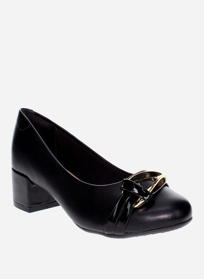 Beira Rio Solid Block Heel Shoes with Buckle Detail - Image 1