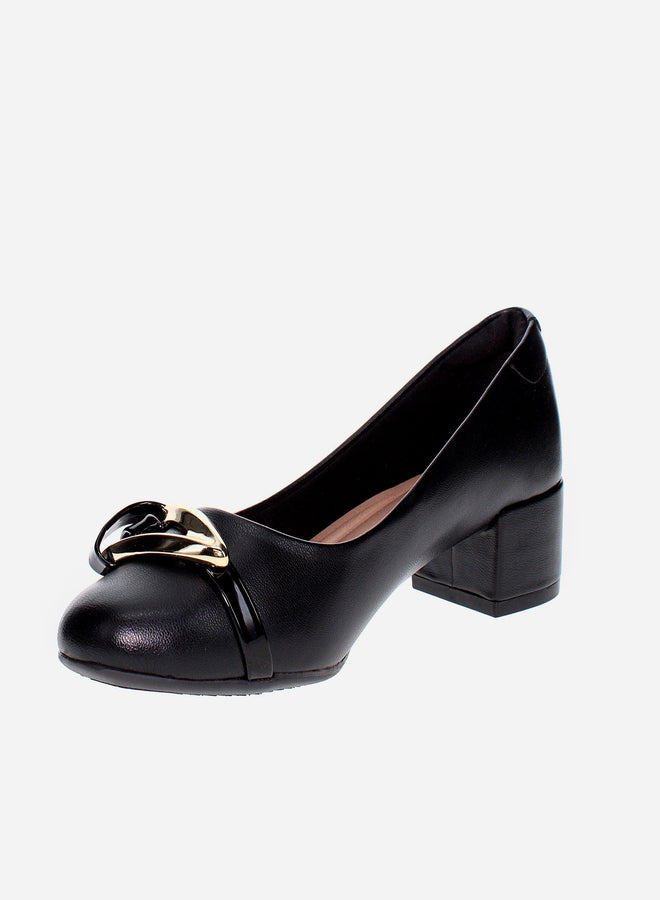 Beira Rio Solid Block Heel Shoes with Buckle Detail - Image 2