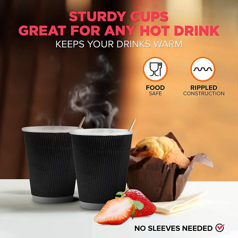 SEZ Premium Ripple Paper Cups for Wedding Event and Office UseBlack120 Ml Pack of 100 - Image 3