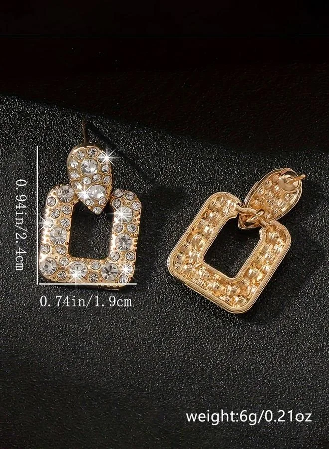 Take Two Gold Tone Square Drop Earrings