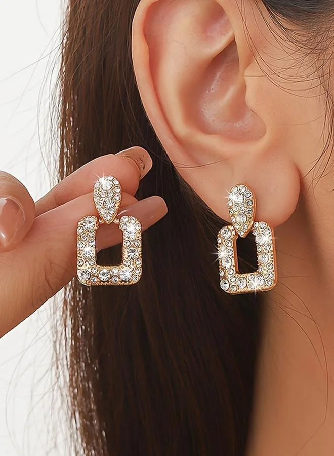 Take Two Gold Tone Square Drop Earrings