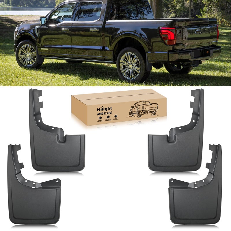 Nilight Mud Flaps for Ford F150 2021 2022 2023 2024 2025 2026, No Drilling Precision Fit Exterior Accessories Heavy-Duty Splash Guards Protection, Front & Rear Set - Image 1