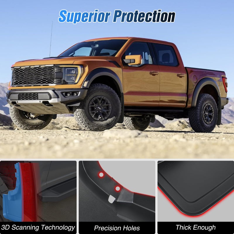 Nilight Mud Flaps for Ford F150 2021 2022 2023 2024 2025 2026, No Drilling Precision Fit Exterior Accessories Heavy-Duty Splash Guards Protection, Front & Rear Set - Image 4