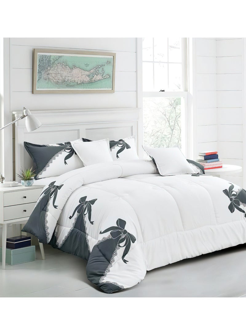 مينج لي مفرش سرير أنيق مقاس مفرد 4 قطع، يتضمن لحاف و ملاءة سرير وغطاء وسادة نوم و غطاء وسادة ديكور، لحاف خفيف الوزن ويستخدم على الاتجاهين، مناسب لجميع الفصول - Image 1