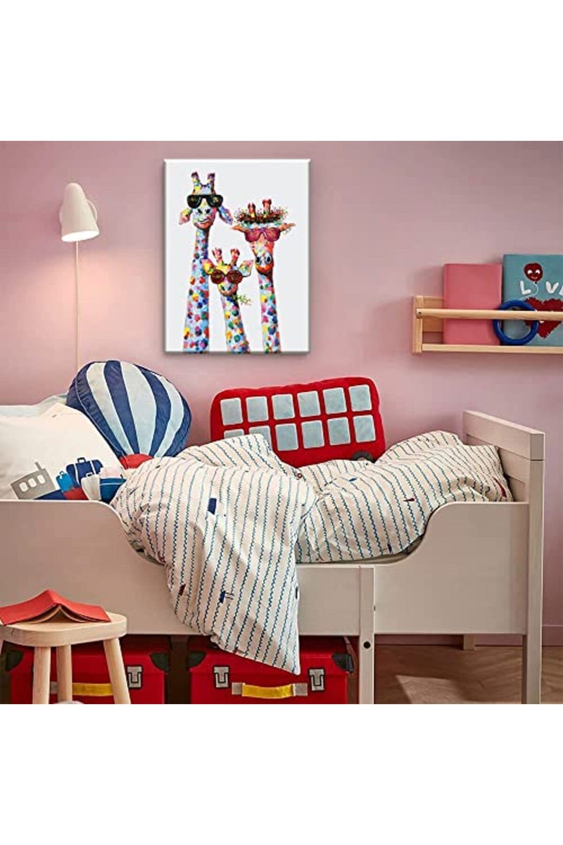 AKOTAC ALAYRA Tribute to art Giraffe Family Canvas Wall Animal Poster Prints Picture With Frame for Living Room Bedroom Nursery Office Kids Decor Gifts Boy Girl and Babies(Lovely Giraffe, 24inchx16inch) - Image 4