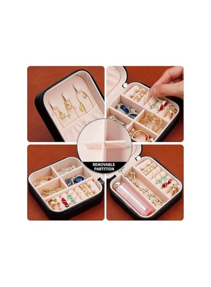 Black Small Jewelry Box, Rings, Earrings, Necklace and Bracelet Organizer, mini Travel portable Jewelry Case, Gifts for Girls, Jewelry Display Case - Image 2