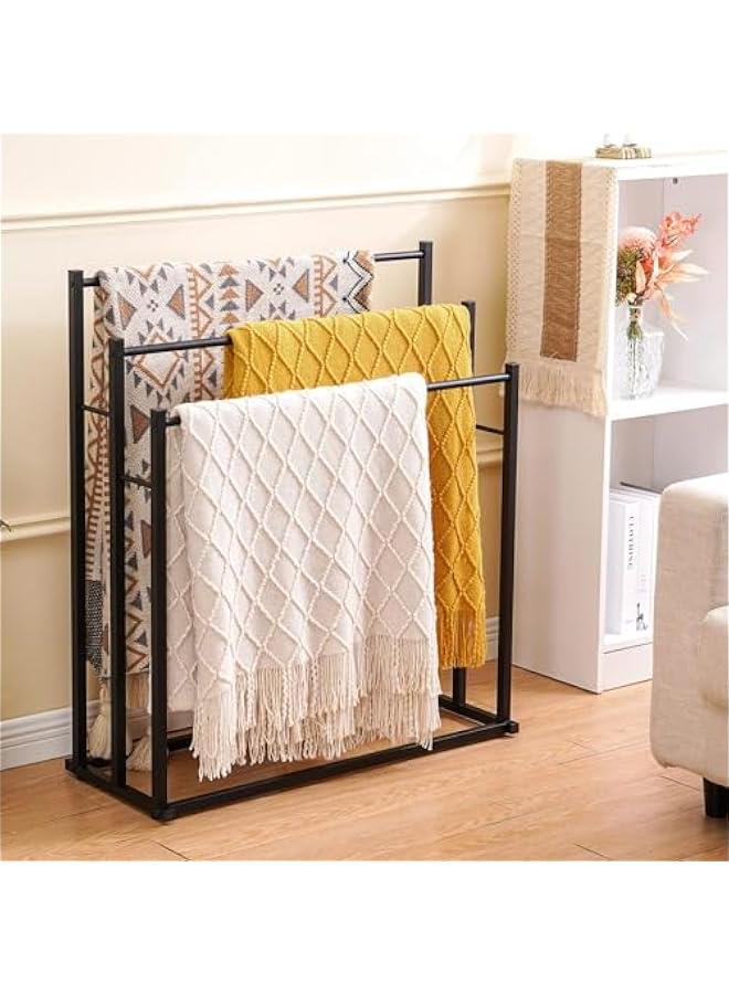 TRASSLE Towel Racks for Bathroom, 3 Tiers Black Metal Towel Rack Standing, Freestanding Towel Holder for Bathroom Accessories Organizer for Bath Storage & Hand Towels, Next to Tub or Shower - Image 4