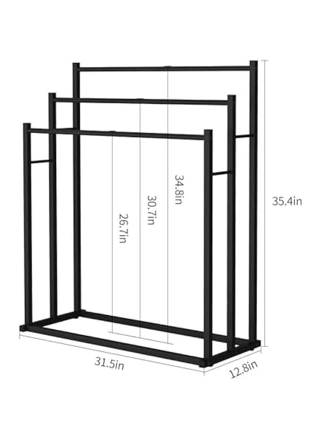 TRASSLE Towel Racks for Bathroom, 3 Tiers Black Metal Towel Rack Standing, Freestanding Towel Holder for Bathroom Accessories Organizer for Bath Storage & Hand Towels, Next to Tub or Shower - Image 5