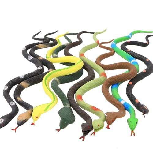 Yeonhatoys Yeonha Toys 9 Pc Realistic Rubber Snake Set Waterproof Super Stretchy TPR Snake Figures Bird Bat Repellent Toy for Bathroom Garden Rainforest Soft Touch - Image 1