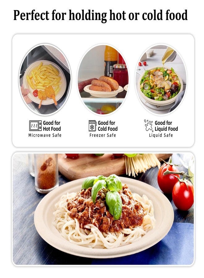 FEHHTO Compostable Paper Plates Set, 250PCS Disposable Heavy-Duty Sugarcane Plate and Eco-Friendly Utensil Biodegradable Dinnerware Plates, Extra Long Forks & Knives & Spoons for Party - Image 5