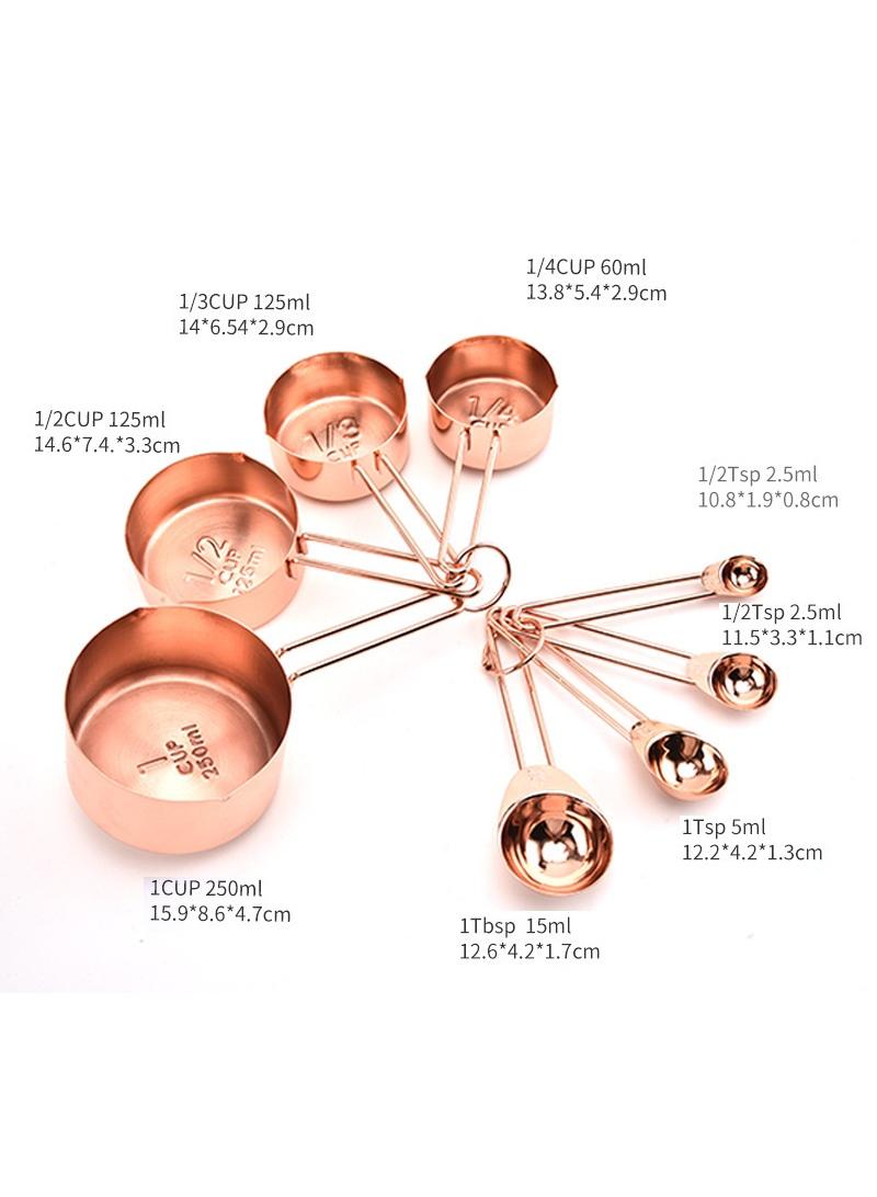 general 8-Piece Modern Stainless Steel Measuring Cups And Spoons Set Rose Gold - Image 2