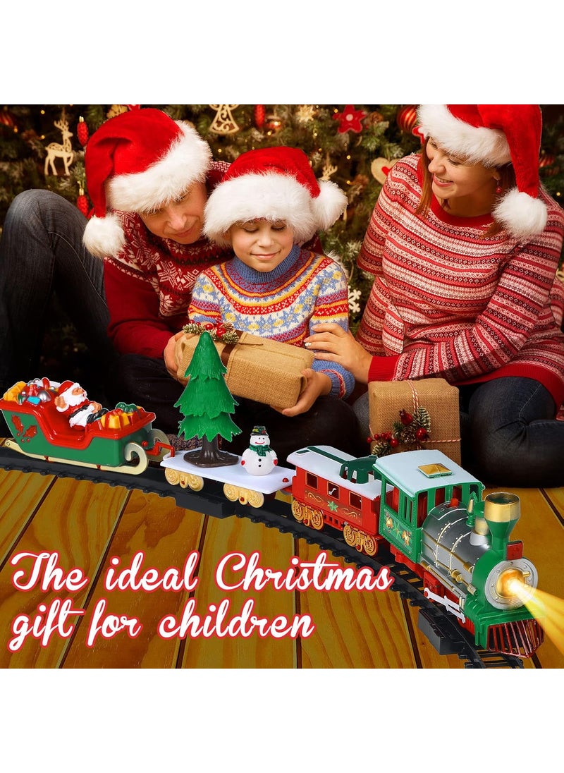 Sratte Sratte Christmas Electric Train Set Around The Christmas Tree Train Toy Set with Track Locomotive Santa Claus Snowman Xmas Tree Music and Lights Christmas New Year Gifts for Boys Girls  - Image 4